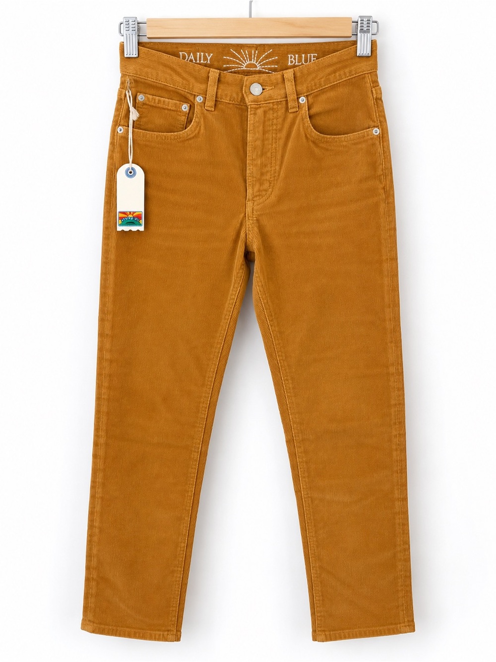 Daily Blue Boost Corduroy Pants 26 Mud Brown High Rise Straight Leg NWT